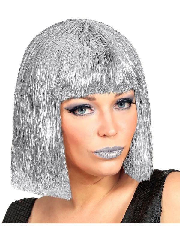 Glitter Vegas pruik zilver
