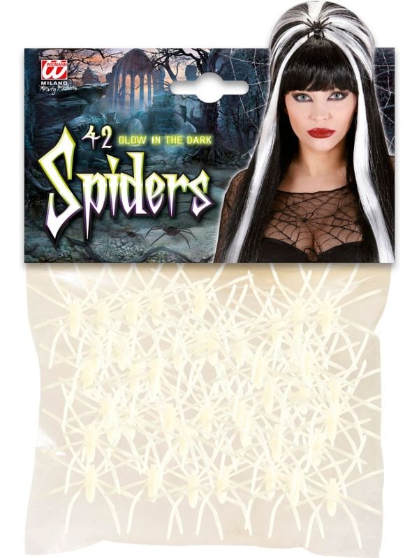 Glow in the dark spinnenset 42 stuks