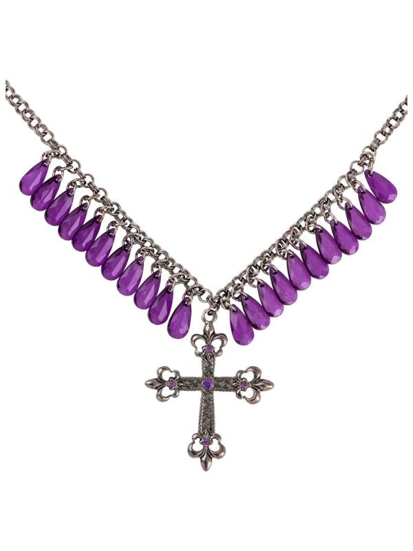 Gothic ketting met kruis paars
