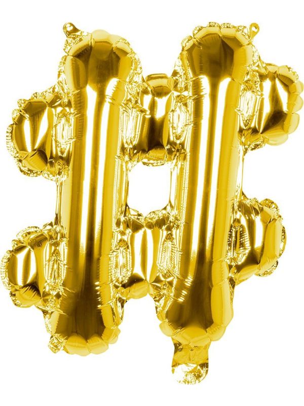 Gouden ballon hashtag