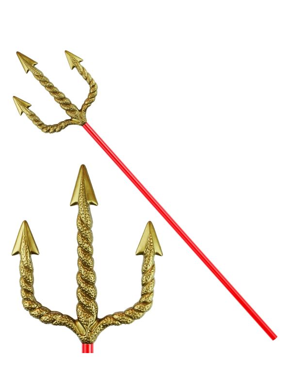 Gouden Duivel Drietand met Rode Steel