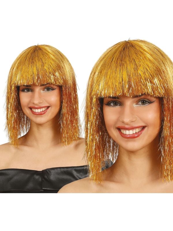Gouden folie pruik