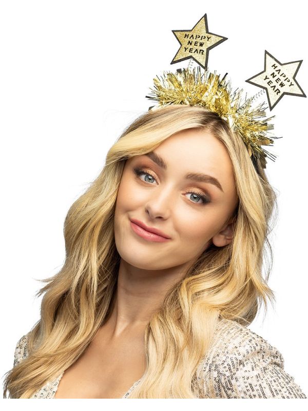 Gouden Glitter Diadeem Happy New Year Dames