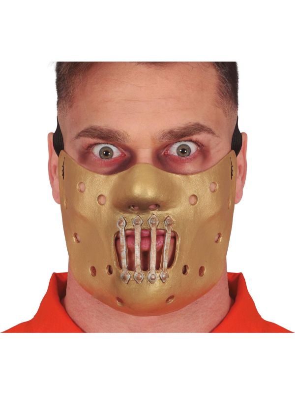 Gouden Hannibal Lecter halfmasker latex halloween main product photo