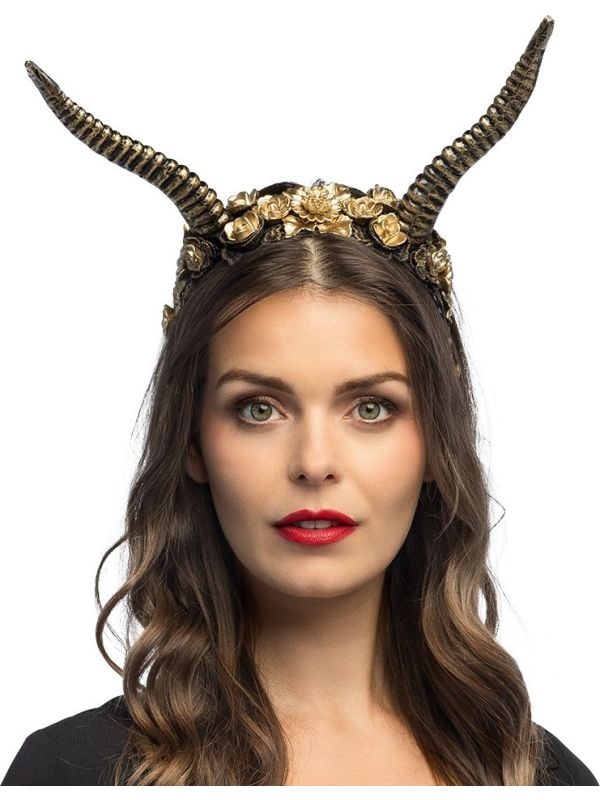 Gouden Luxe Demonen Horens Tiara main product photo