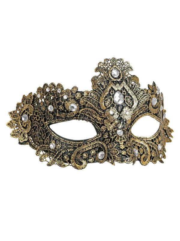 Gouden Masquerade Oogmasker met Stenen Zilver