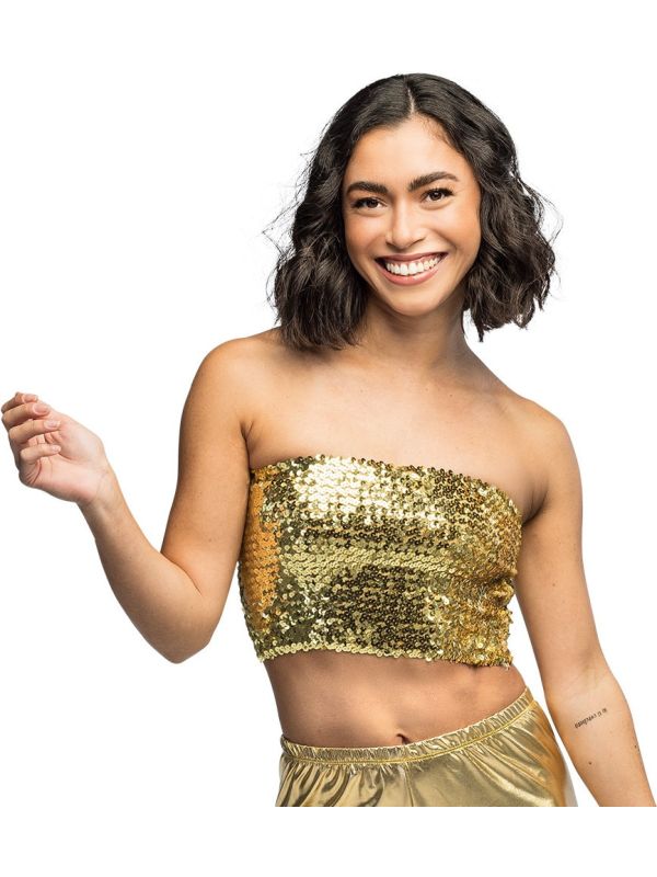Gouden Pailletten Disco Top Dames