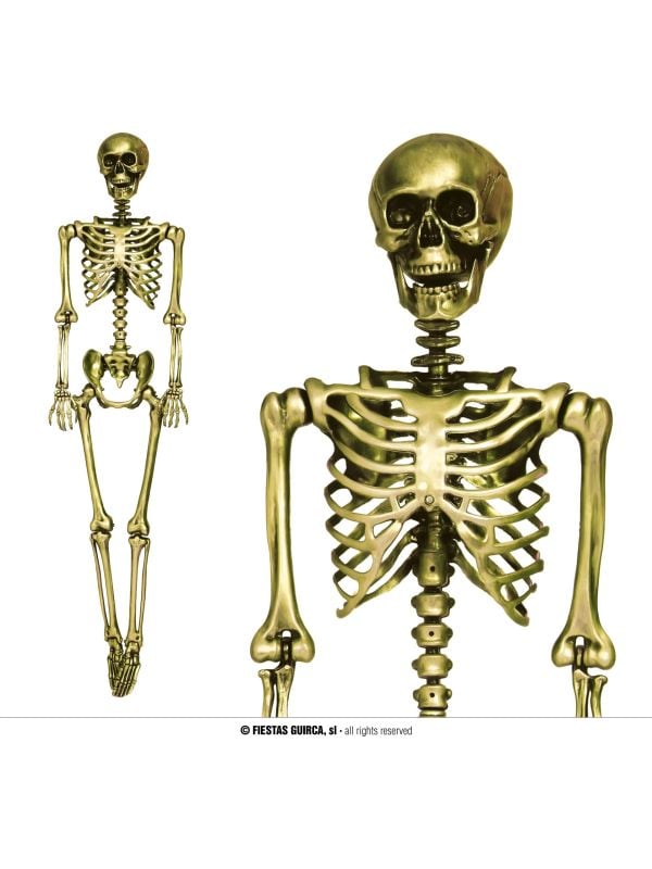 Gouden skelet decoratie 90 cm halloween