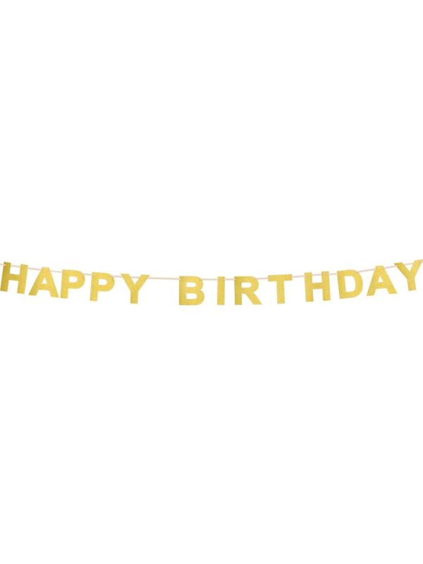 Gouden Verjaardag Letterslinger 'Happy Birthday' 225cm