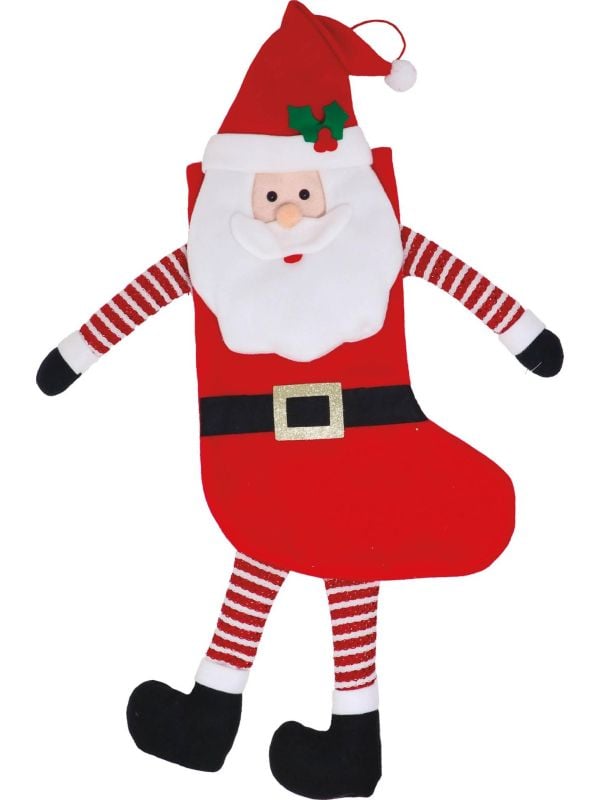 Grappig kerstman kerstsok cadeau 57cm