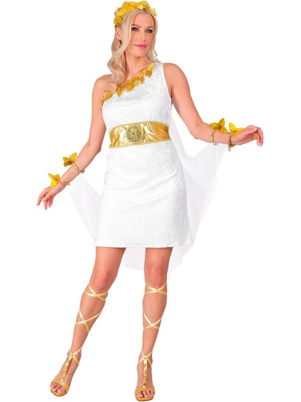 Griekse Godin Jurkje Dames Wit Goud
