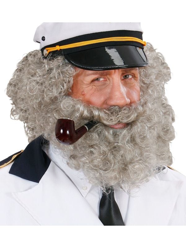 Grijze gekrulde pruik met baard main product photo