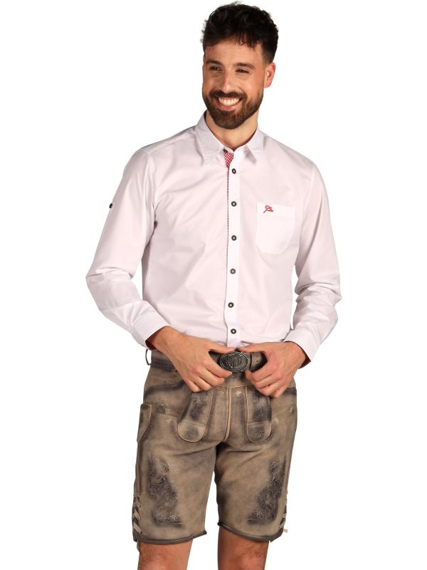 Grijze Leren Oktoberfest Tiroler Broek Heren