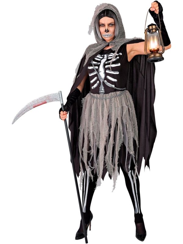 Grim Reaper Jurk Halloween Dames Grijs