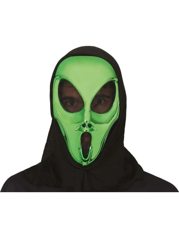 Groen alien masker met kap halloween main product photo