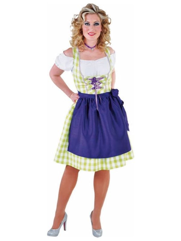 Groen geblokt tiroler jurkje vrouwen main product photo