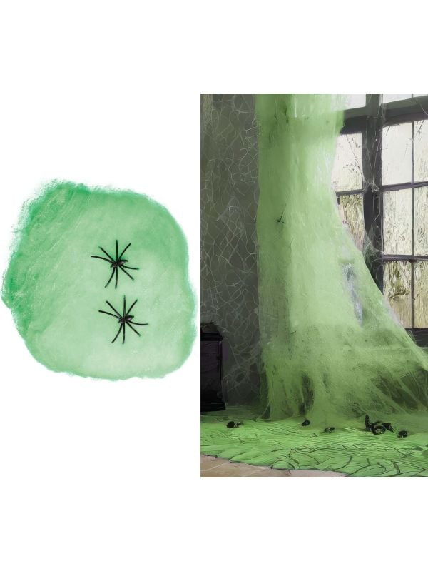Groen spinnenweb 100g halloween