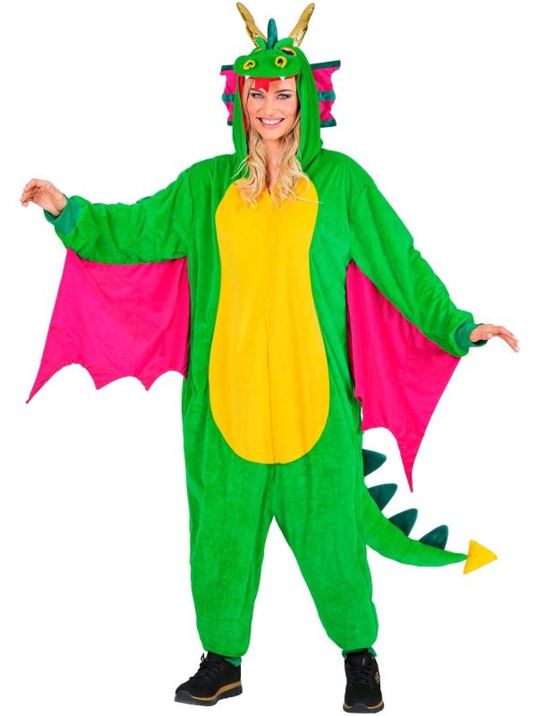 Groene Draak Onesie Volwassenen