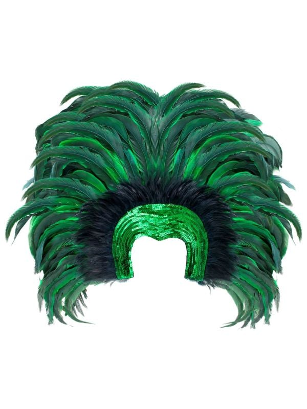 Groene hoofdtooi met veren Brazillë