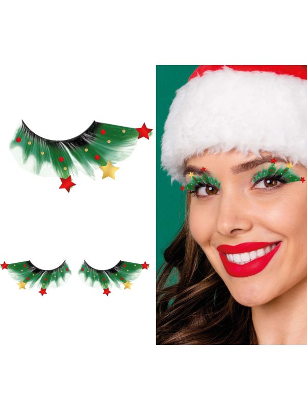 Groene kerst wimpers met sterren
