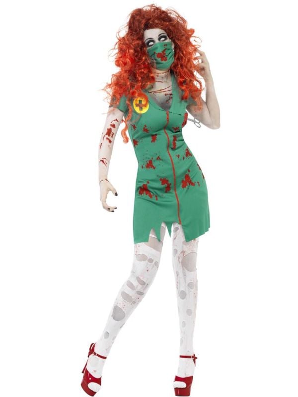 Groene zombie zuster kostuum main product photo