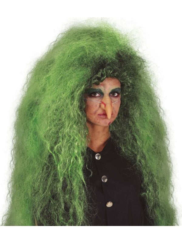 Grote groene heksenpruik halloween
