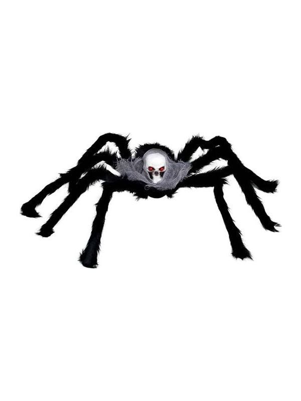 Grote spin met doodshoofd halloween 70 cm