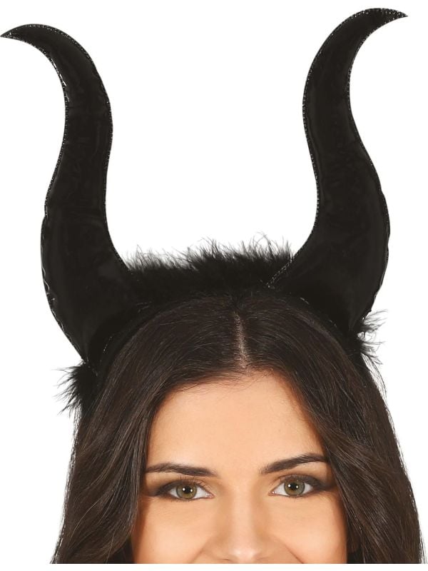 Grote zwarte duivel horens diadeem halloween