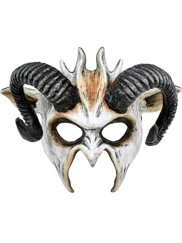 Halfmasker Wit Duivel met Hoorns Halloween
