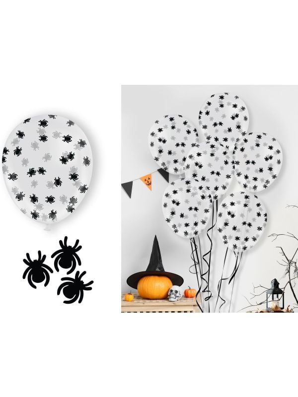 Halloween Ballonnen met Spinnen Confetti
