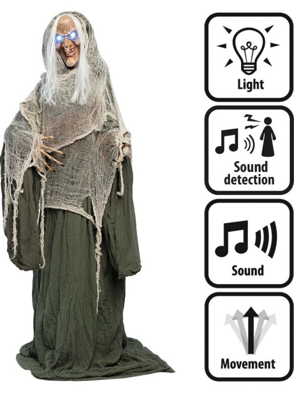 Halloween decoratie creepy heks Andromeda licht, geluid & beweging