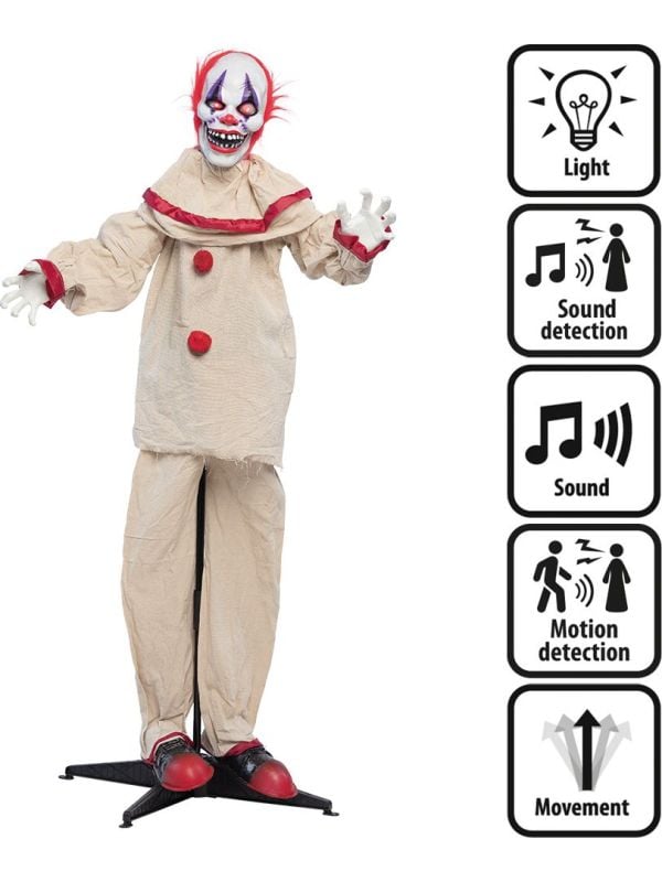 Halloween decoratie Enge clown licht, geluid & beweging