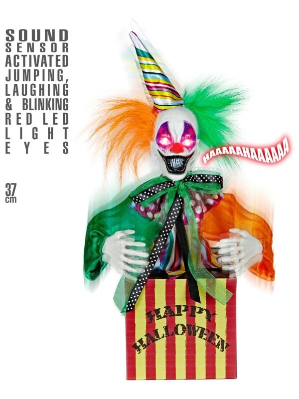 Halloween decoratie horror clown in doos