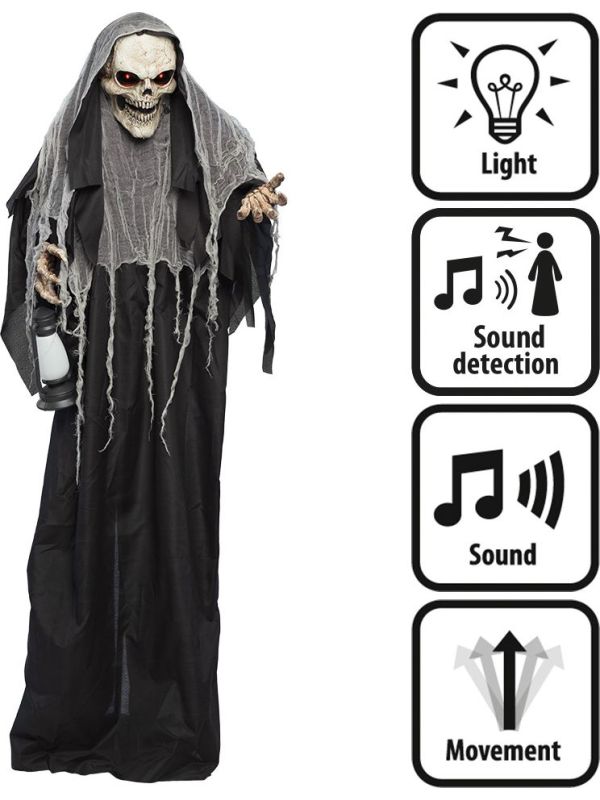 Halloween decoratie shining reaper licht, geluid & beweging