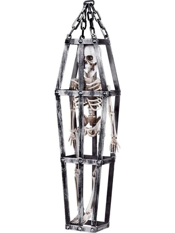 Halloween decoratie skelet in kooi