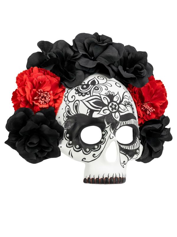Halloween Dia De Los Muertos Masker Skelet met Rozen
