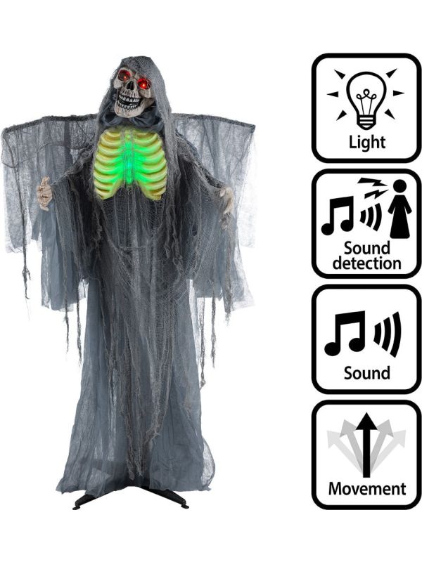Halloween Geraamte Staande Pop Licht Geluid Beweging