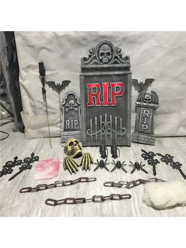 Halloween Kerkhof Set Grafstenen Grijs 23 Delig