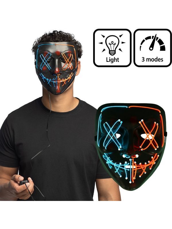 Halloween Killer smile duo Masker met LED Verlichting
