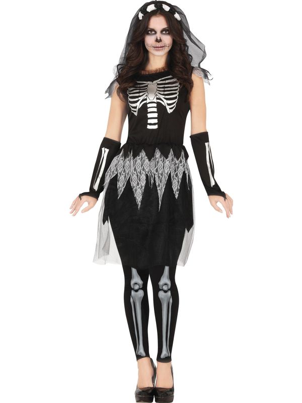 Halloween skelet zwarte bruid dames main product photo