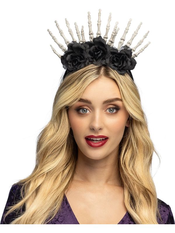 Halloween Skelly Haarband Zwart Dames
