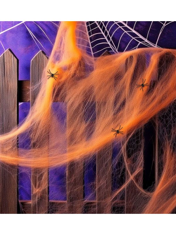 Halloween Spinnenweb Oranje met Spinnen