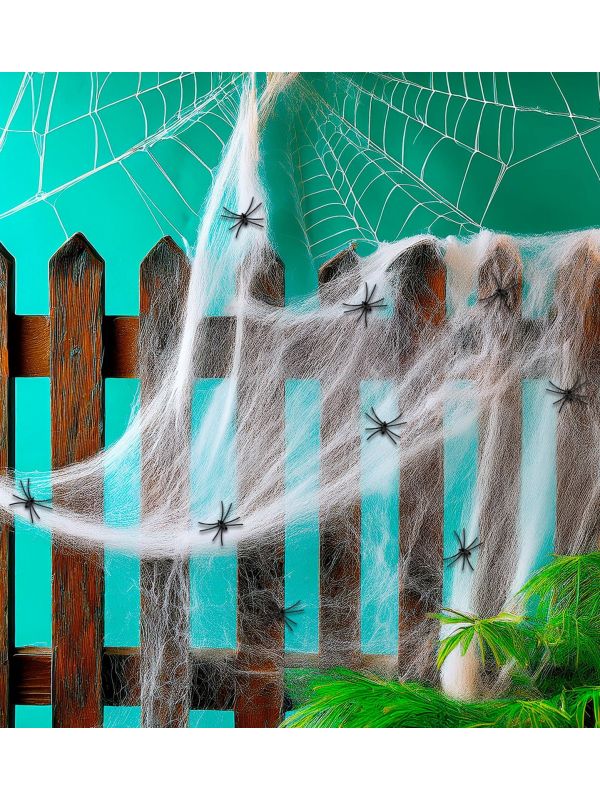 Halloween Spinnenweb Wit met Spinnen