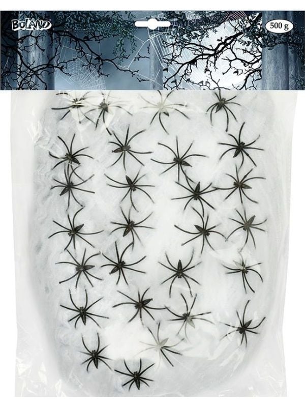 Halloween spinrag met spinnen wit