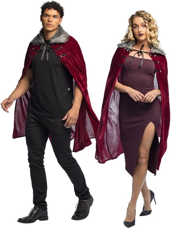 Halloween Vampier Cape Bordeaux Volwassenen
