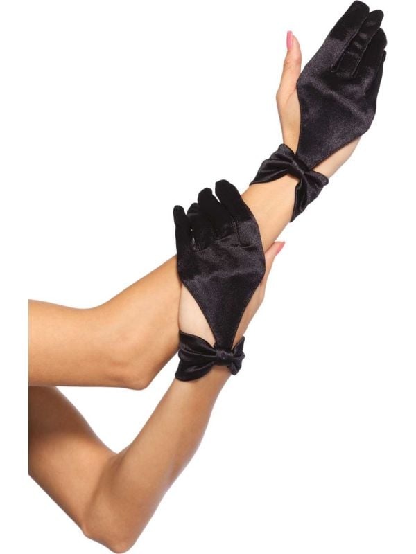 Halve handschoenen met strikje zwart main product photo