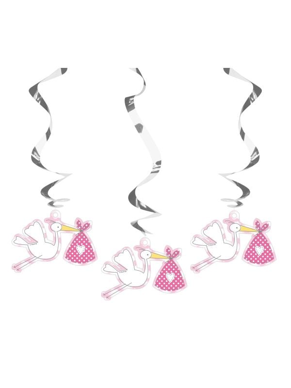 Hangdecoratie baby girl ooievaar