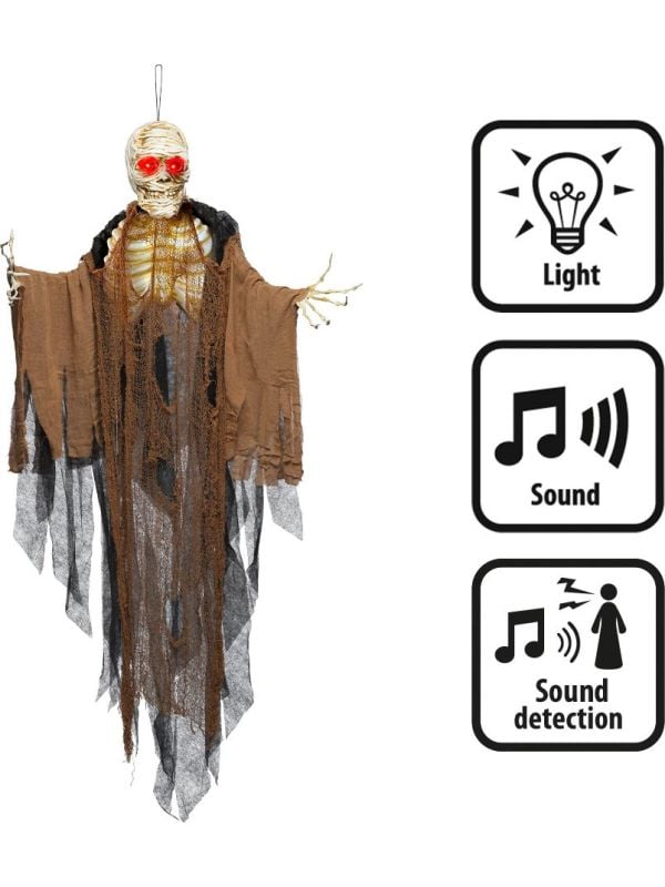 Hangdecoratie Creepy Mummy licht & geluid Halloween