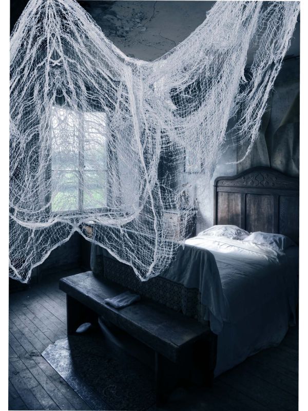 Hangdecoratie griezelige witte stof 76 x 228 cm halloween