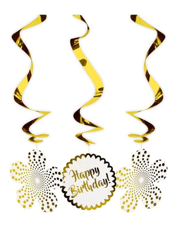 Hangdecoratie happy birthday goud